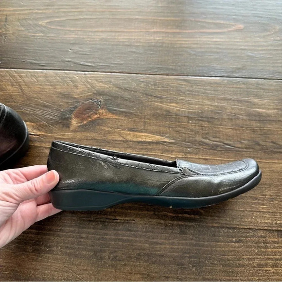 LifeStride Women’s Black Square Toe Faux Leather Loafer Shoe Size 7.5M GUC - Picture 10 of 12